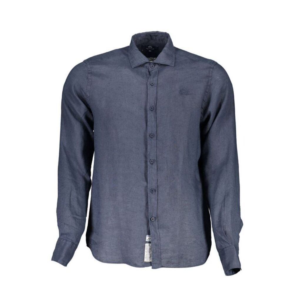 La Martina Blu Linen Men Men's Shirt